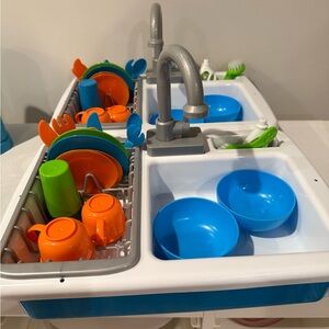 Colorful Kids Play Kitchen Sink Set with Running Water